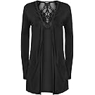 WearAll - Cardigan avec les poches à manches longues et avec une demie du dos en dentelle - Cardigans - Femmes - Tailles 36 à 42