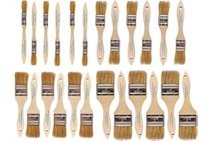 Pro Grade - Chip Brush – Paint Brush Set – 24 Pack - Natural China Bristle Paintbrush Set for Art, Craft, Epoxy, Varnish, Resin, Stain, Glue, Gesso, Primer, Acrylic and Oil Paint