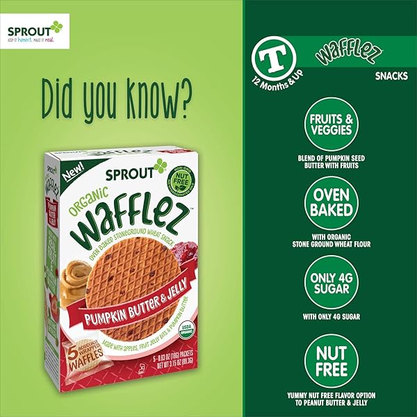 SPROUT ORGANIC PUMPKIN BUTTER & JELLY WAFFLEZ BABY FOOD, 0.63 OZ, 5 CT