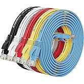 Cat6 Ethernet Cable 5ft 5Pack 5-Color, Flat Internet Network Cord, Cat 6 Patch Cable Short, Computer Cord with Snagless RJ45