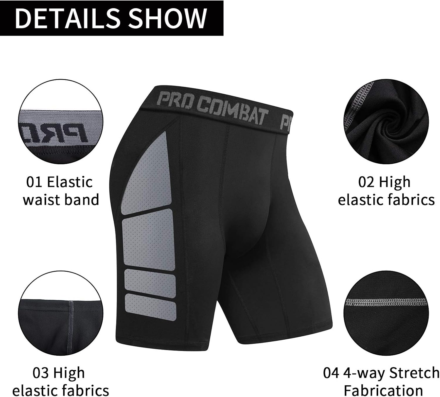 Men's Compression Shorts 3 Packs Soft Cool Dry Sports Tights Shorts for Running,Workout,Training: Clothing