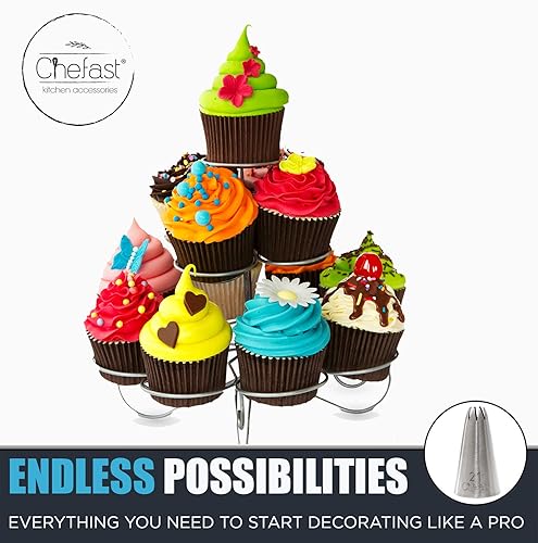 Chefast Cake Decorating Tip Set 20 Piping Tips, Frosting Bags