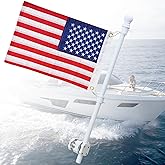 Boat Flag Pole, 48inch Boat Flag Pole Kit Rail Mount with 12x18 inch Embroidered American Flag, No Drilling Flag Pole Holder for 0.5-1.1 Inch Rails