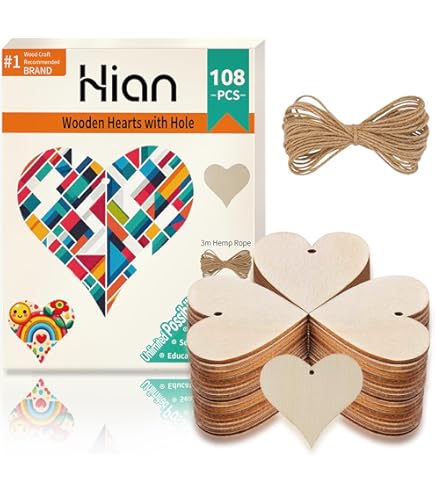 100Pcs Wooden Heart Cutouts - 1.18 Inch Unfinished Craft Hearts For DIY Projects & Decor