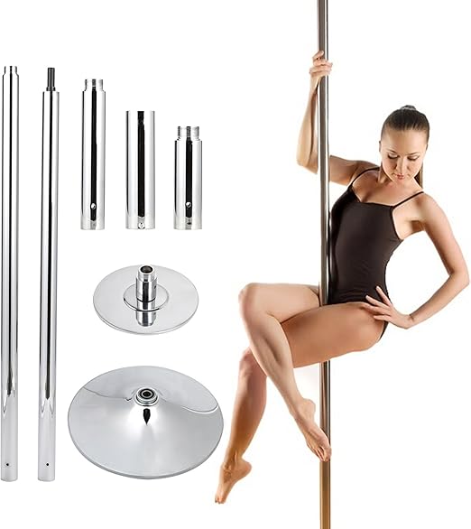 Pinty Barra Pole Dance Palo Portátil Profesional Tubo de Acero Inoxidable de 45 mm Fitness Ejercicio Palo Spinning Estático para Club, Fiesta, Bar, Discoteca y Gimnasio en Casa: Amazon.es: Deportes y aire