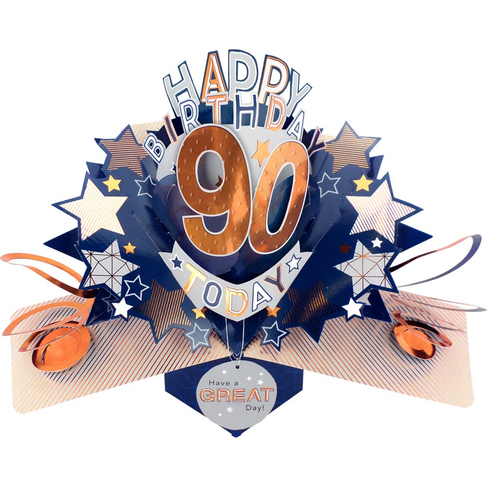 Happy 90th Birthday 90 Today Pop-Up Greeting Card Love Kate's Pop Up Cards Him POP204MC90