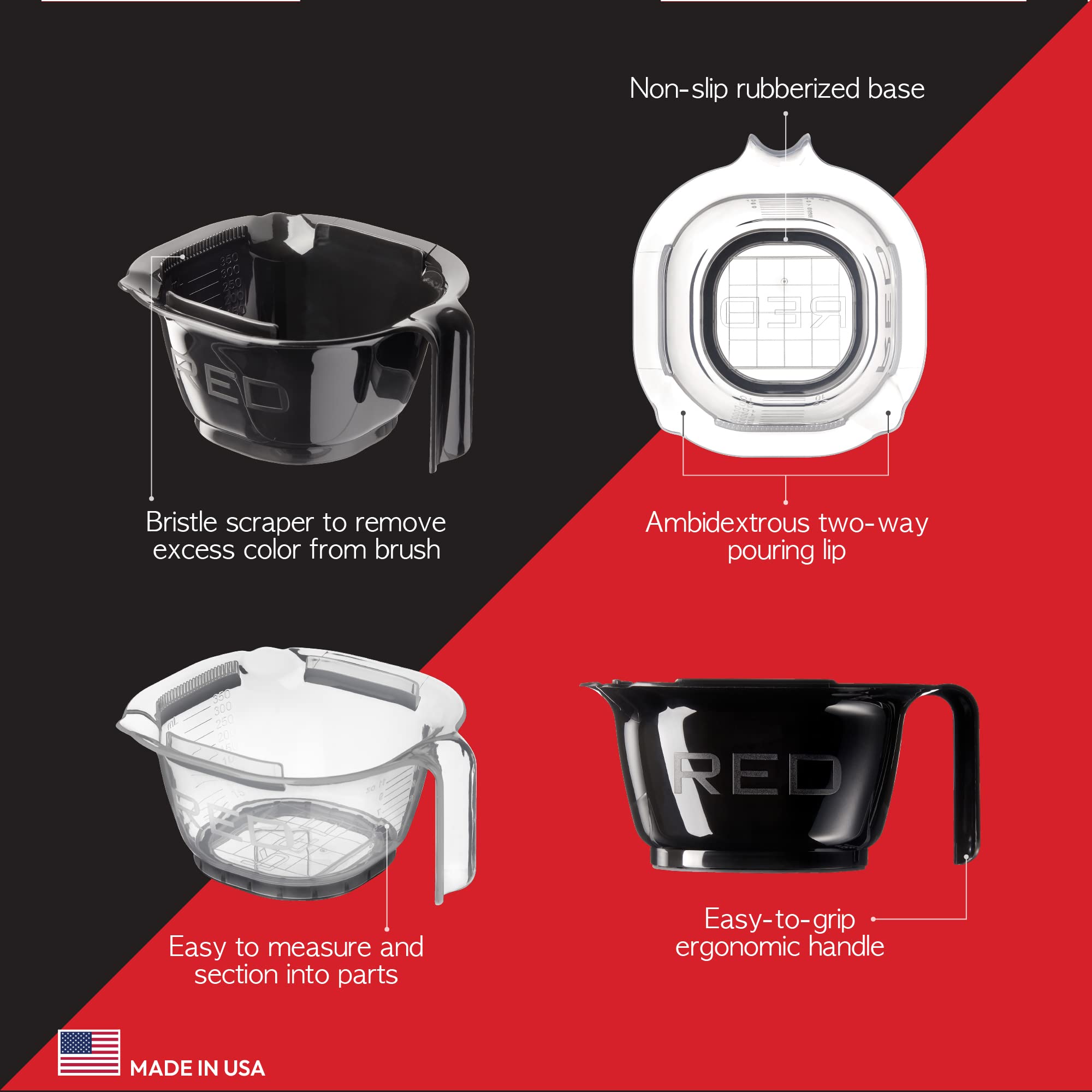 Red by Kiss Hair Coloring Kit, Hair Bleach Set - Mixing Bowl & Dye Brush (3PCS)