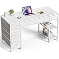 Huuger Computer Desk with 6 Drawers, 47 Inch Office Desk with Shelves, Reversible Gaming Desk, Corner Desk with Storage, Work for Home Office, Study, Living Room, White