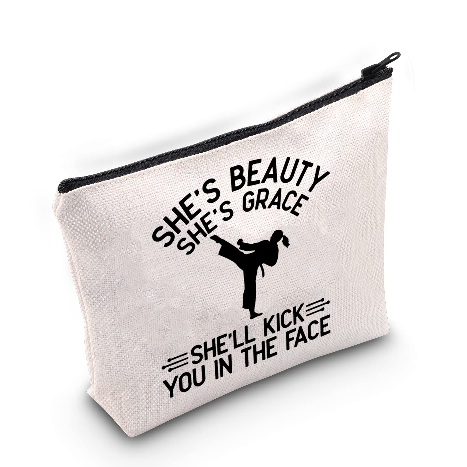 FOTAP Karate Girl Gift Tote Bag - Large (40.64 cm x 22.86 x 17.78 cm) - Beige, White - Canvas - Durable, Water-Resistant, Scratch-Resistant - Girls, Female - Kids