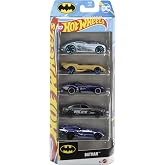 Hot Wheels Batman Toy Car 5-Pack, Set of 5 1:64 Scale Die-Cast Batman-Themed Vehicles Including the Batmobile