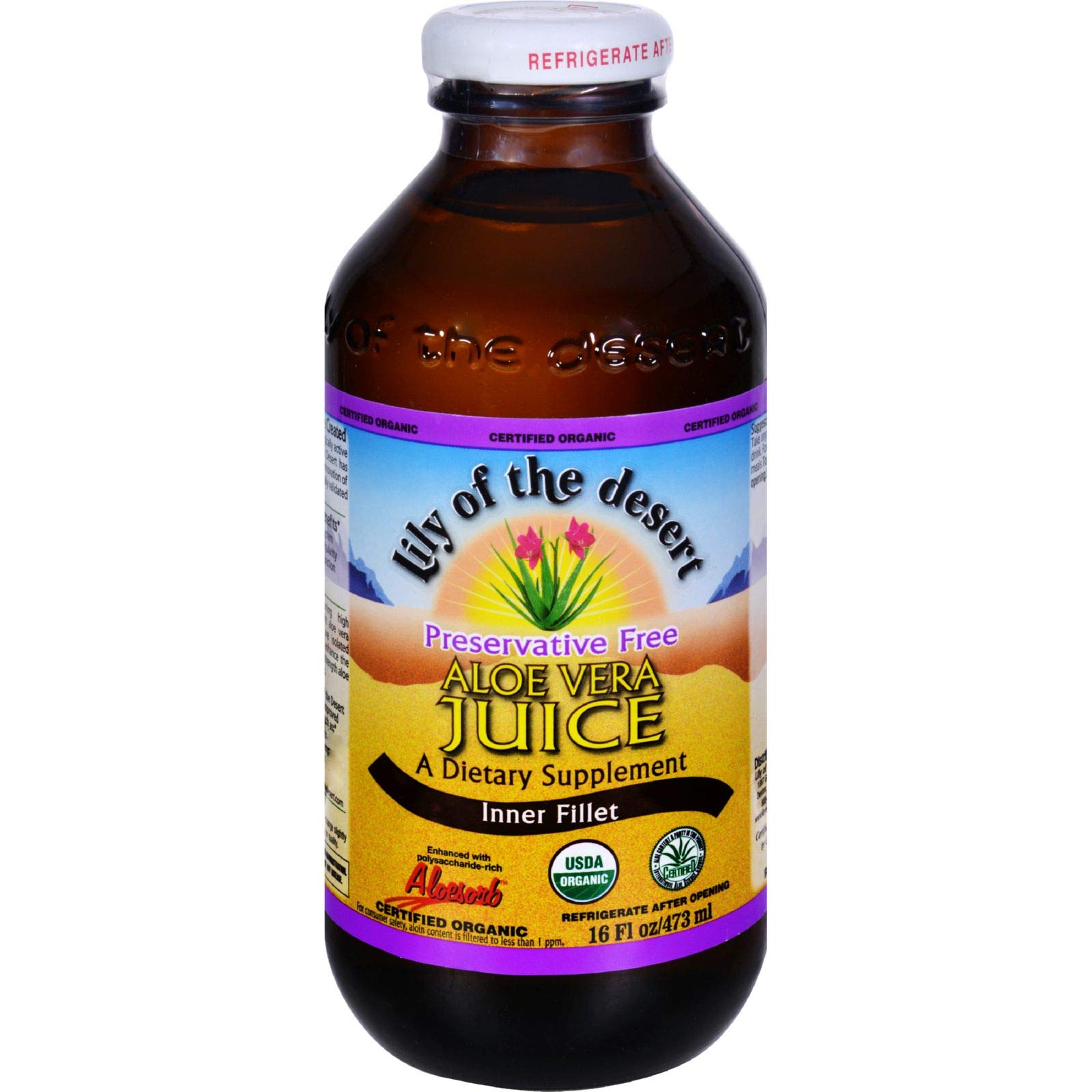 Aloe Vera Juice Organic No Preservatives - 16 oz - Liquid