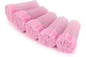 Tbestmax 500 Disposable Mascara Wands Eyelash Brush Spoolies for Eyebrow Eye Lash Extension Pink