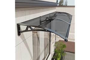 KUZRZNH Awning for Door Entrance, Window Awnings Exterior with Aluminum Bracket, UV, Rain & Snow Protection, Durable Polycarbonate Canopy for Entrance, Balcony, Garage, Gray 60x60cm/24x24in