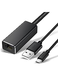 Snowpink Ethernet Adapter Fire TV Stick (2nd GEN), All-New Fire TV (2017), Chromecast Ultra/2/1/Audio, Google Home Mini, Micro USB to RJ45 Ethernet Adapter USB Power Supply Cable (3.3ft)
