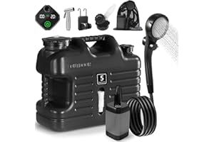 Digury Portable Camping Shower with 5 Gallon Water Jug, 6000mAh Rechargeable Outdoor Camping Shower Kit, IPX7 Waterproof Pump BPA Free Water Containers Camp Essentials