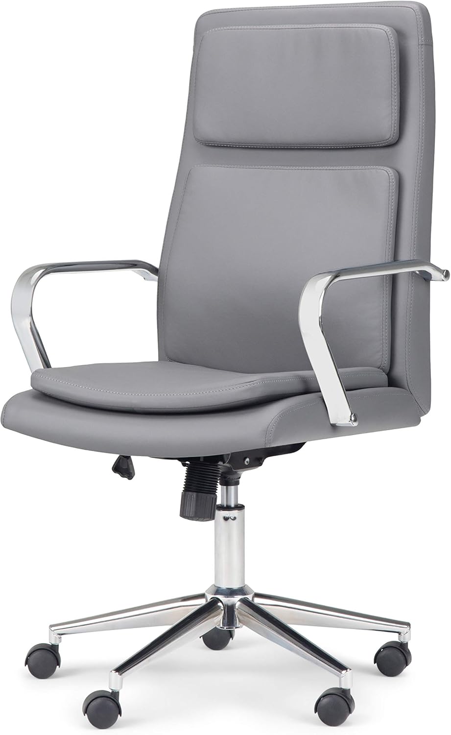 Simpli Home Swanson Swivel Adjustable Executive Computer Office Chair in Stone Grey