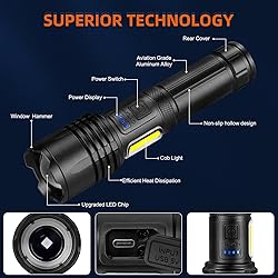 Rechargeable LED Flashlights High Lumens: 900,000