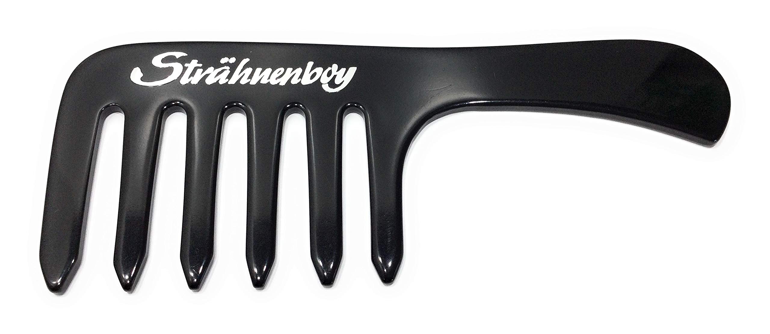 Strähnenboy Curling Comb Teeth Very Coarse Black 16.5 cm - 6.5 Inches - Flexible - 6 Wide Teeth Handmade Highlight Comb Styling Comb Pocket Comb (053 bl)