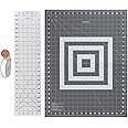 Fiskars 3 Piece Rotary Cutter Set, 45 mm Blade Rotary Fabric Cutter, Fabric Cutting Mat, Ruler for Sewing, Crafts, White/Grey