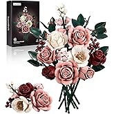 iATOM Pink Roses Flower Bouquet Building Set, Artificial Flowers Botanical Collection Kit for Adults Women & Men - Gift for Valentines Day, Home Room Office Shelf Centerpieces Decor - IA11022