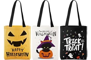 ATFUNSHOP Trick or Treat Bag - Reusable 15.7'' Large Canvas Tote & Grocery Bag for Kids