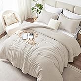 CozyLux Twin/Twin XL Comforter Set Dorm Bedding - 2 Pieces Beige Twin Extra Long Soft Luxury Cationic Dyeing Comforter for College, Breathable Lightweight Bed Sets with 1 Comforter and 1 Pillow Sham