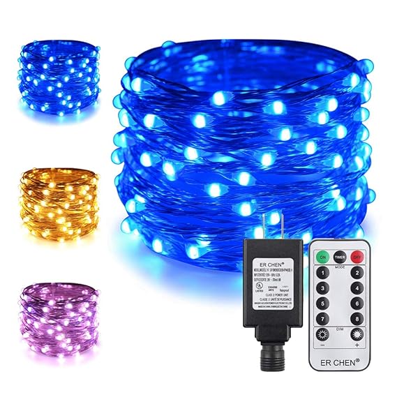 ER CHEN LED String Lights Plug in with Remote, 39.5ft 100