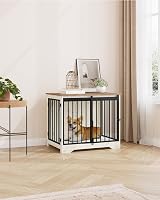 Hzuaneri Dog Crate Furniture 81 cm Double Door Barn Door Anti-Chew White Brown view 8