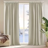 Deconovo Super Soft Thermal Insulated Curtain 2 Panels Light Beige W55 x L96