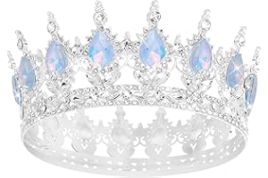 YOULDIANZI Queen Crown Rhinestone Wedding Crowns and Tiaras for Women Costume Party Hair Accessories Princess Birthday Crown Crystal Bridal Crown (Silver Fantasy Light Blue Crown)