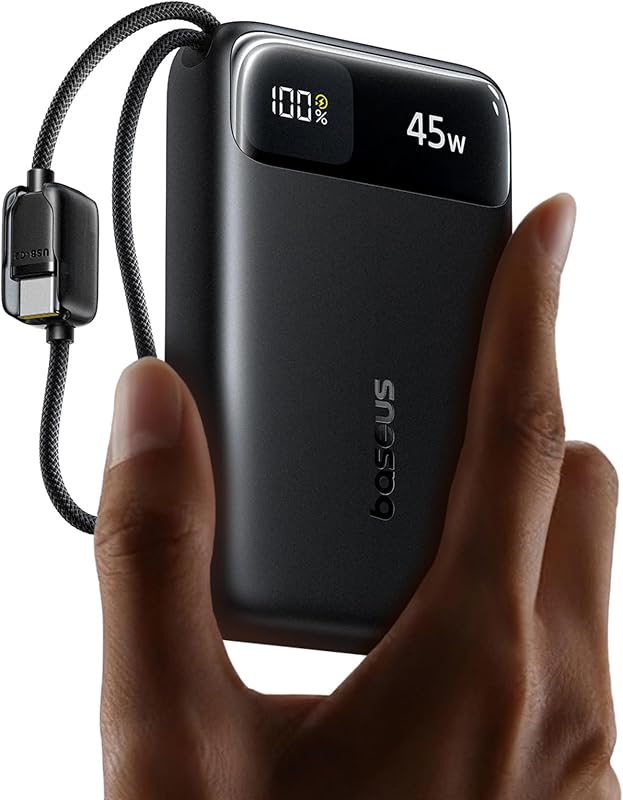 FC11 Powerbank CCC 45W 20000mAh 2 Integriertem USB-C Kabel, Schwarz
