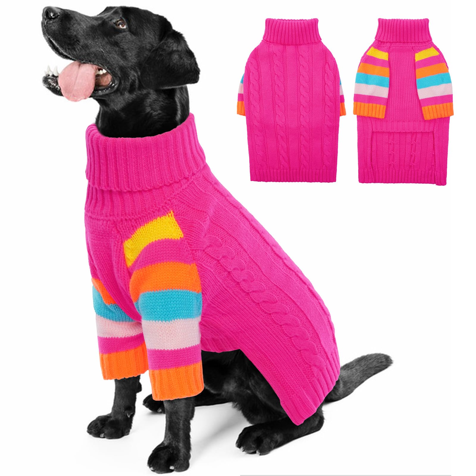 OUOBOB Dog Jumper, Large Turtleneck Pullover Winter Vest for Girls Boys, Christmas Outfits, Pet Sweatshirt Apparel Knitwear, St Bernard XXXXXL