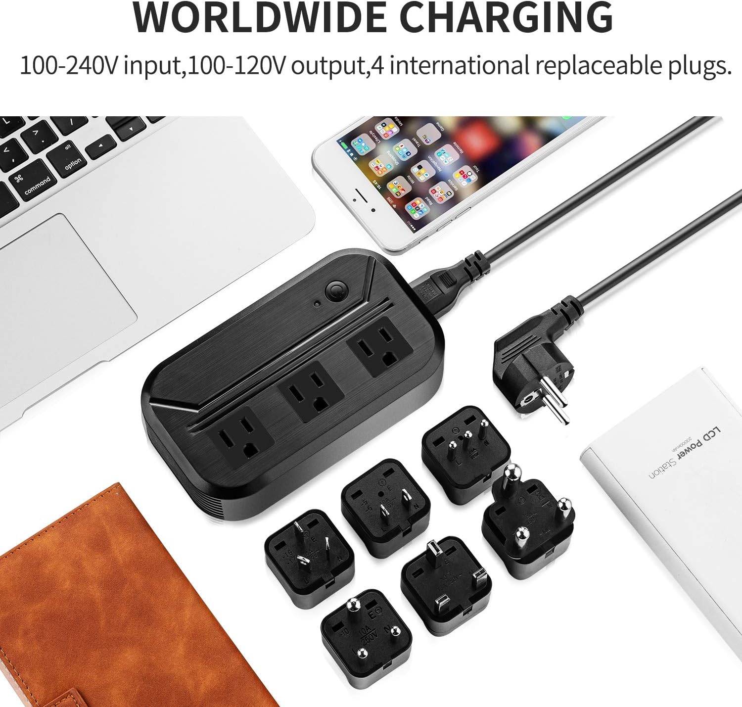 Voltage Converter 2300W Power Step Down 220V to 120V Universal Travel Adapter Power Converter Power Transformer w/3 AC outlets 3USB Ports 1 Type-C International Plug Converters Over 180 Countries: Home Audio & Theater