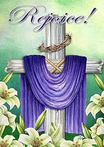 YEATRY Bandera De Jardín Personalizada, Regocíjate Cruz 30 X 45 Cm