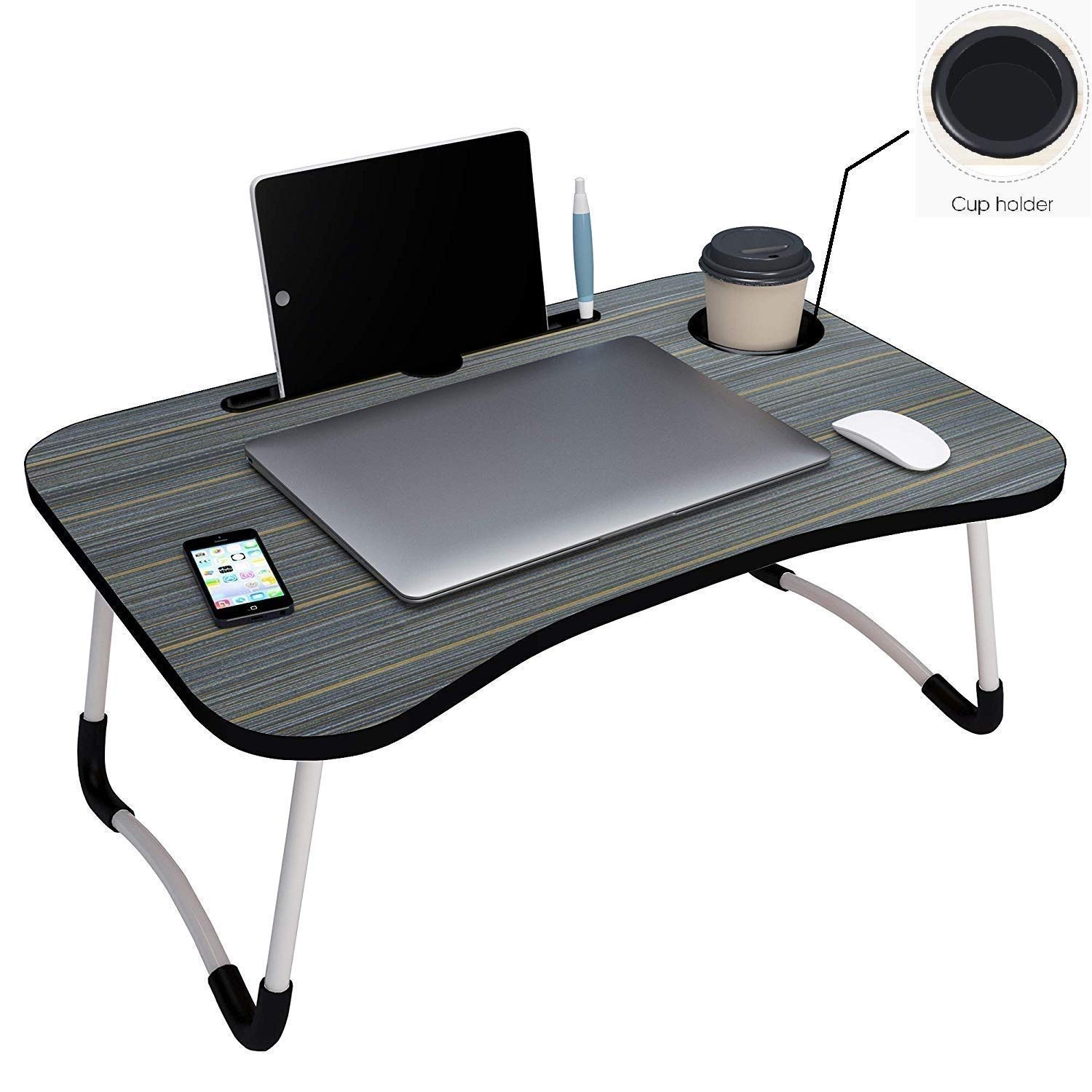 GLAMFLOX Multipurpose Foldable Laptop Table with Cup Holder, Study
