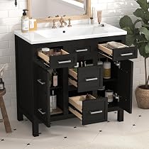 Amazon.com: Merax Bathroom Vanity Cabinet, 36 * 34 * 18” Bathroom ...