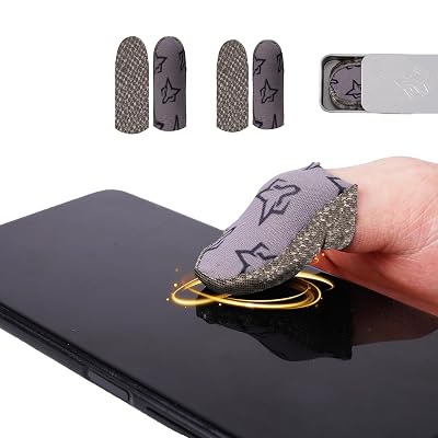 rinsfox Upgrade Fox Superconducting Silver Cloth, Extremely Sensitive Thin Zero Touch, Washable, Mobile Gaming Finger Sleeve,4 Pack For PUBG Knives Out/Rules of Survival-Gray (Dark Grey)