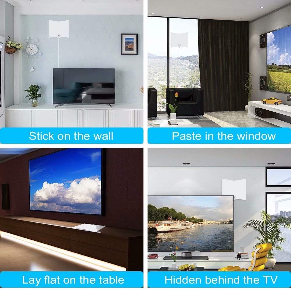 TV Antenna - 2020 Amplified HD Digital Indoor Antenna 200 Miles Range HDTV Antenna - 17ft Coax Cable Indoor Antenna for 4K HD Local Channels - Support All Television: Home Audio & Theater