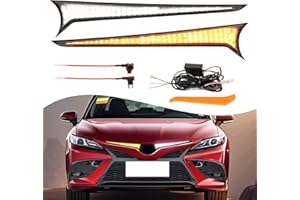CFDSDE DRL Sequential Turn Signals Fit for Toyota Camry 2021 2022 2023 LED Daytime Running Lights Front Grill Lights for Camry Accessories(For 2018-2023 SE XSE TR D)