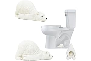 Jongdari Toilet Bolt Covers Decorative, 2 Pcs Resin Cute Polar Bear Toilet Bowl Bolt Screws Caps for Base Bottom of Toilet Fun Bathroom Decor, Easy Installation