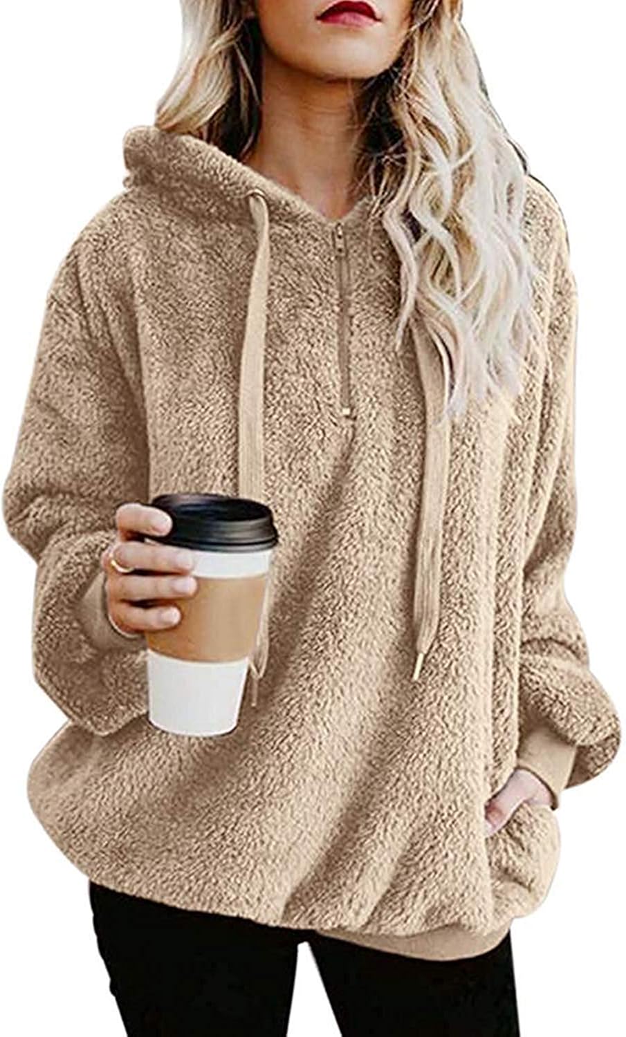 Oversized sherpa fleece hoodie Clearance