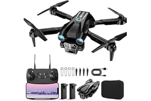 BEIYOQSZ Drone with Camera 1080P HD, Mini Drone for Beginners Kids Adults, RC Quadcopter with 2 Batteries, Carrying Case, Stable Hover, Trajectory Flight, Gravity Control, One Key Take Off/Land, Black