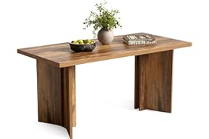 LITTLE TREE Wooden Dining Table Set for 6, 63-Inch Rectangle Kitchen Table, Modern Dinner Table for Home Dining Room, Kitchen