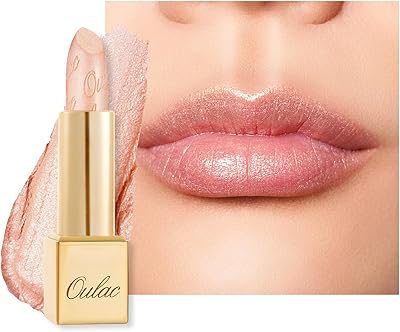 OULAC Lippenstift Metallic Glanz Finish, Pfirsich Glitzer Lippenstift mit Lang Anhaltendem 3D-Glanz, Intensive Farbe, Cremige und Feuchthaltende Formel, Vegan, 4.3g, (26) Free to be
