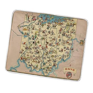 Amazon Com Vintage 1935 Ohio State Map Throw Blanket Lightweight