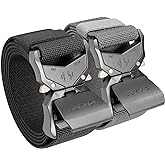 JUKMO Tactical Belt, 2 Pack Military Hiking Rigger 1.5" Nylon Web Work Belt with Heavy Duty Quick Release Buckle