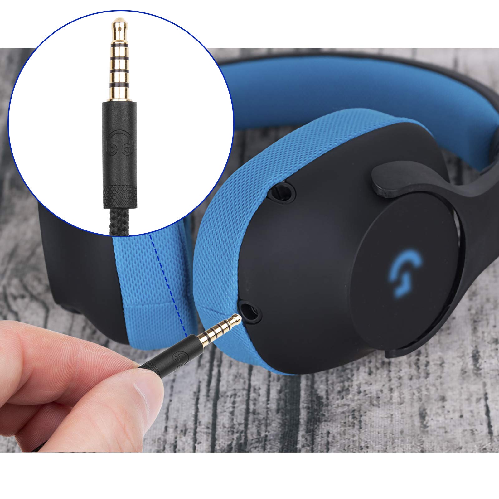 weishan Headset Cable Replacement for Logitech G Pro, G Pro X, Logitech G433, G233 Earphone Sound Aux Cord with Volume Controller and Mute