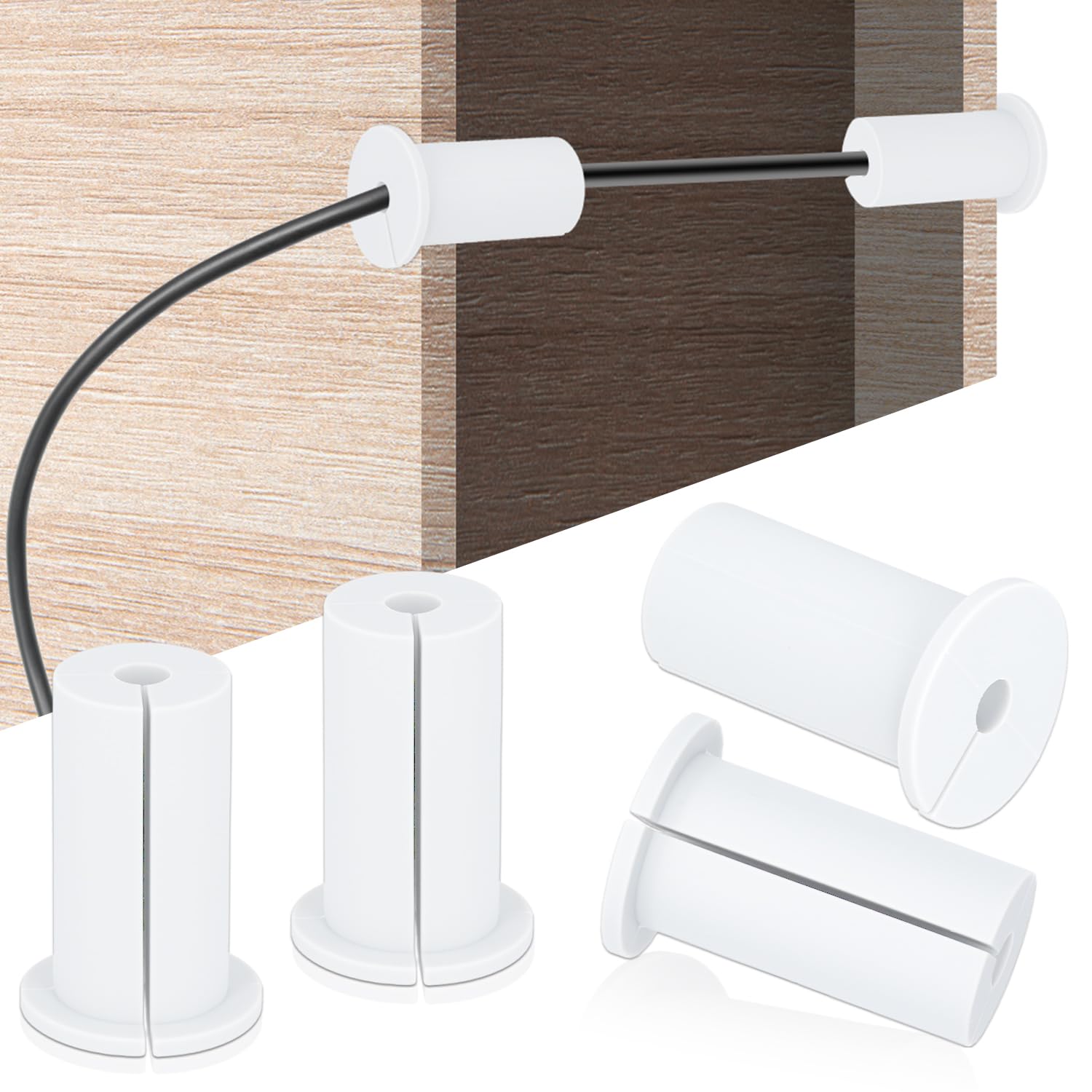4pcs Wall Hole Cable Routing Kit for Starlink, Silicone Cable Feed Through Bushings Wall Grommets for 1” Cables Cable Protective Sleeve for Starlink Cable Routers and Ethernet Cable Adapter (White)