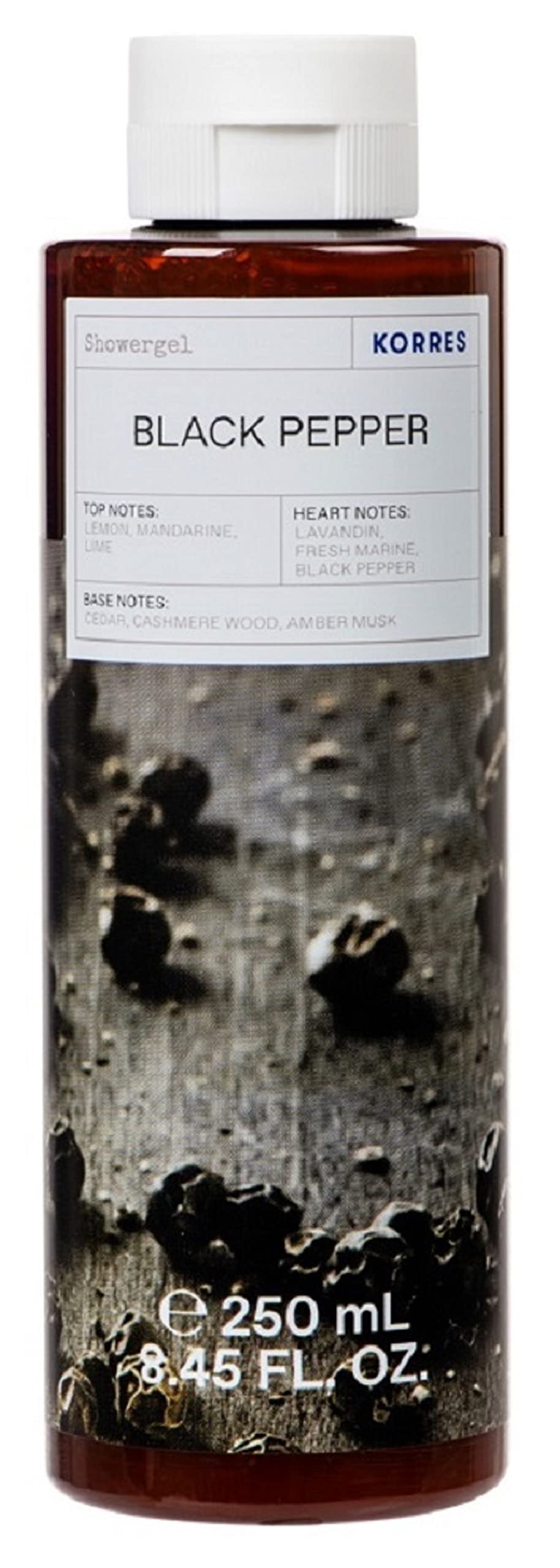 KORRES BLACK PEPPER Moisturising Scented Shower Gel for Him Vegetarian 250ml