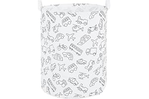 QIANBIRD Foldable Baby Laundry Basket Hamper for Nursery Girl Boy kids Clothes laundry hamper basket Portable Tall Collapsible Cute Laundry Basket Organizer, Nursery Storage Basket with Handles (Toy Car)